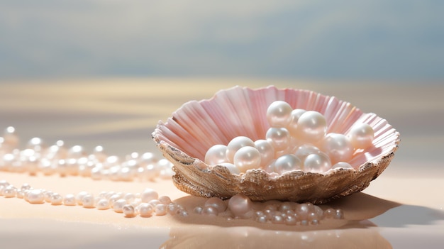 Photo a shell with pearls in it