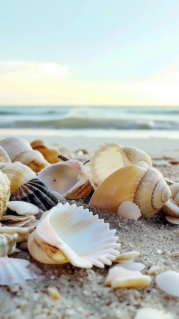 shells on the beach HD 8K wallpaper