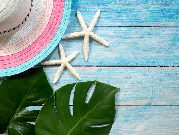 Shells, starfish, hats. Holiday ideas