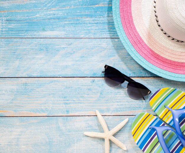 Shells, starfish, hats. Holiday ideas