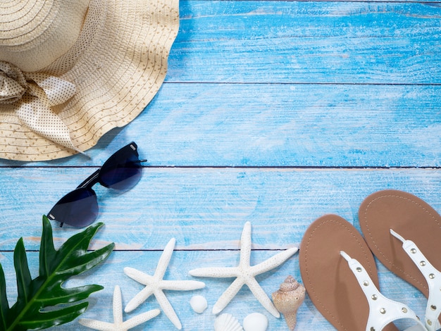 Shells, starfish, hats. Holiday ideas