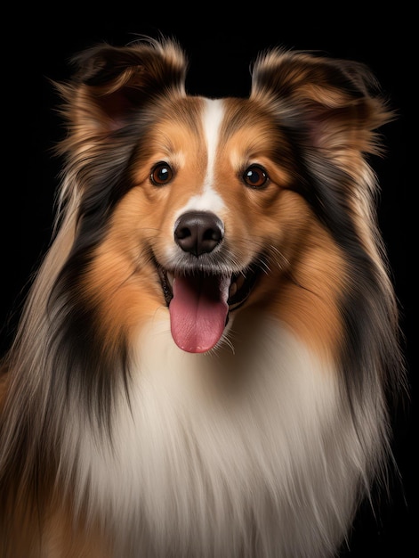 Фото Студийный снимок sheltie dog изолирован на чистом фоне генеративный ии