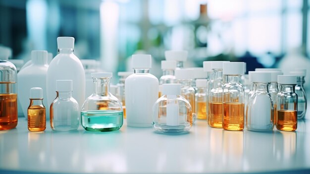 Shelves in medical pharmacy with pills and medicine