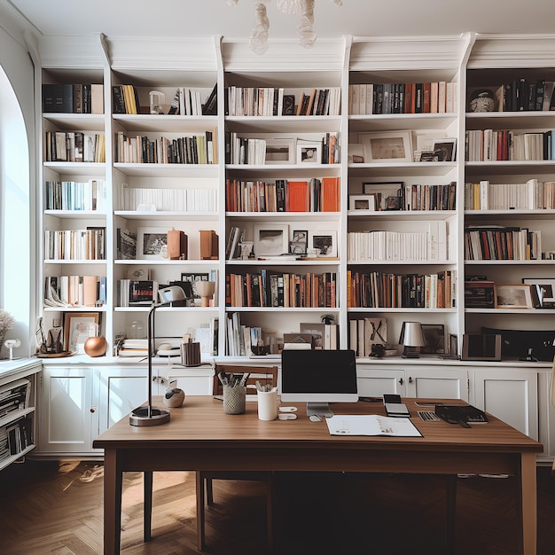 shelves with books in office