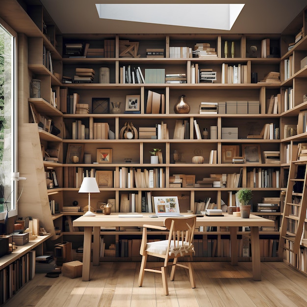 shelves with books in office