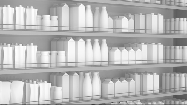 Photo shelves with products in a grocery store