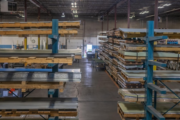 Shelving racking for storage of materials in metal works factory