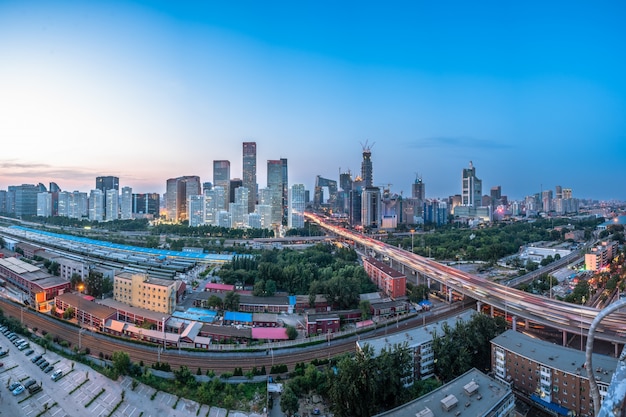 Shenzhen city architecture, sunset, China