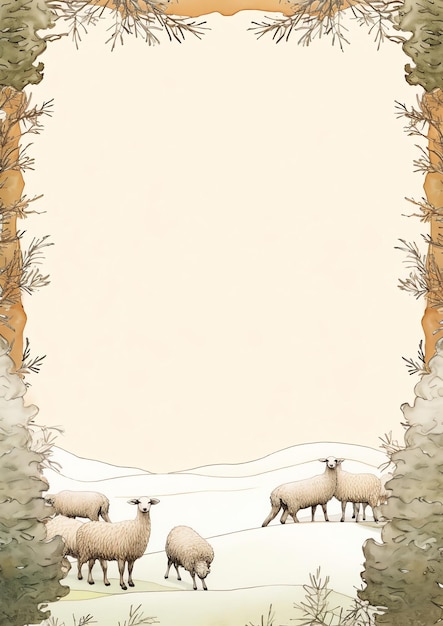 Shepherds watercolor winter border