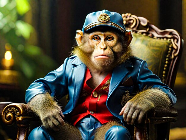 Photo sherif monkey on office chair