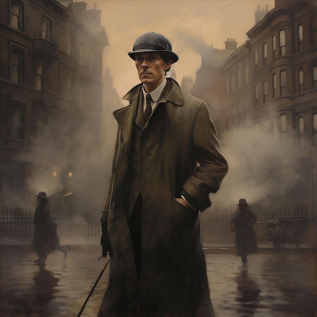 Premium AI Image | sherlock holmes waering a deerstalker hat