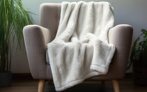 Шерпа шерстяное одеяло стильный вид на белом фоне