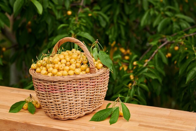 Sherries in a basket on the table