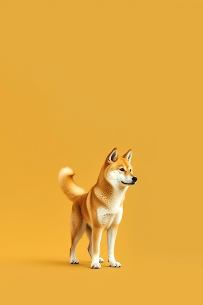 Shiba Inu breed is posing in a studio