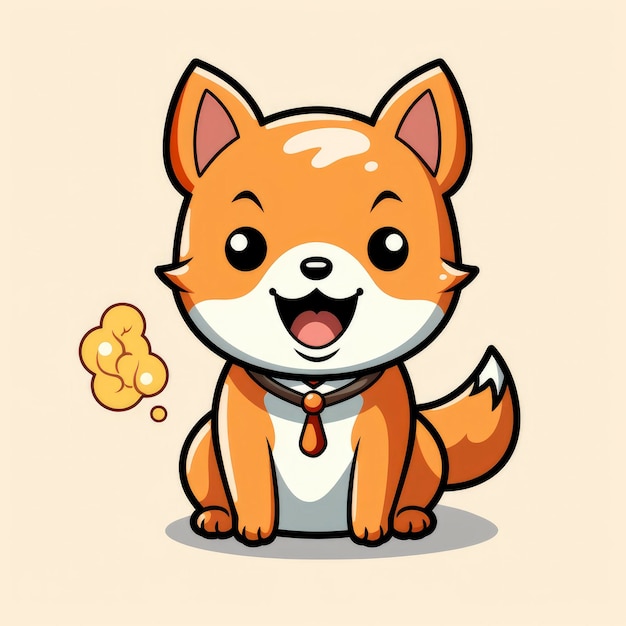 Photo shiba inu dog holding bone icon cartoon illustration for printing