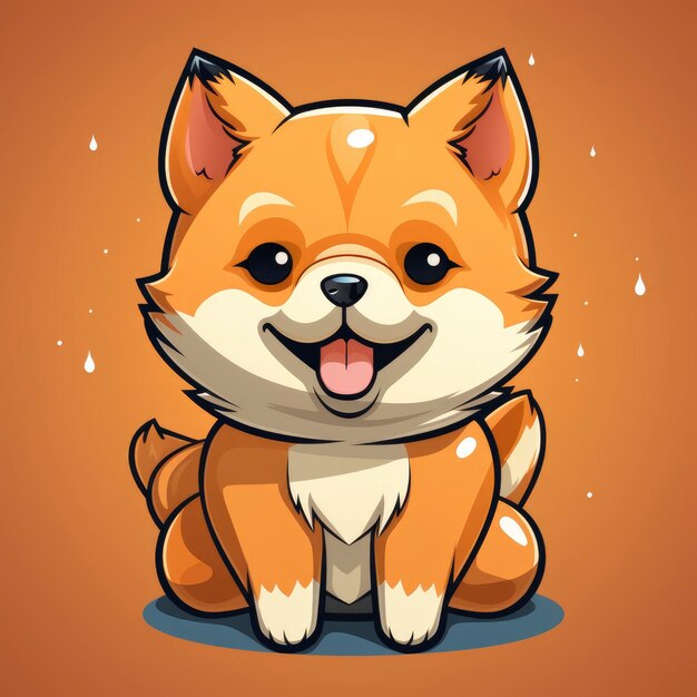 Shiba Inu Dog Lightning Thunder Bite BoneCartoon Illustration For Printing