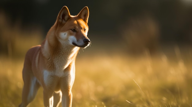 Shiba inu hond op een veld