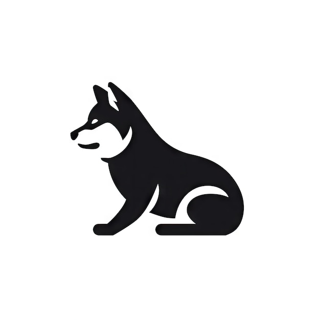 Shiba Inu Icon Japanse Hond Zwart Silhouet Puppy Pictogram Huisdieren Outline Shiba Inu Symbool geïsoleerd op witte achtergrond AI Generatieve illustratie