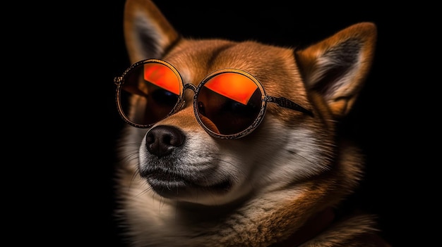 Shiba inu met zonnebril mooie hond