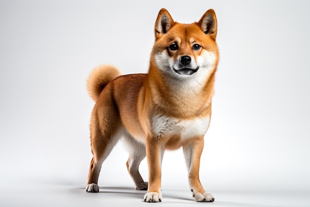 a shiba standing on isolate white background