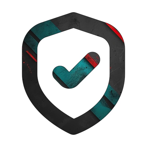 Photo shield check icon diagonal black green red