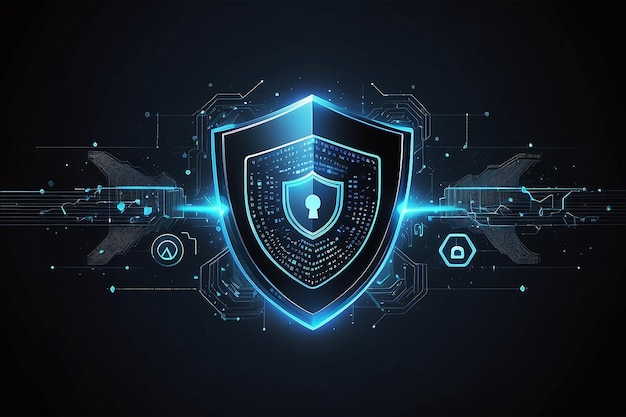 Shield icon cyber security digital data network protection future technology digital data network connection