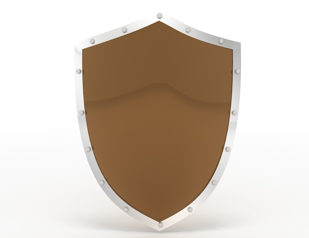 Shield icon on white. 3d rendered illustration