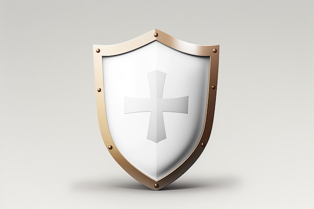 Shield illustration with plus symbol health concept white background Generative AI