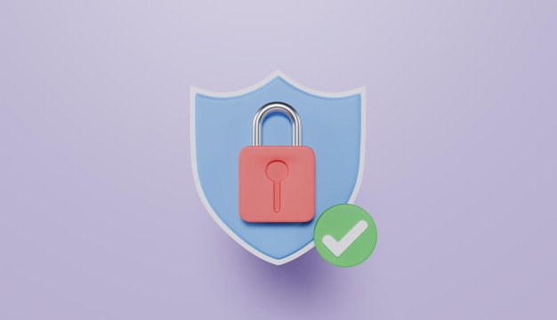 Shield protection icon with padlock and check mark Security Protection guard shield cyber security