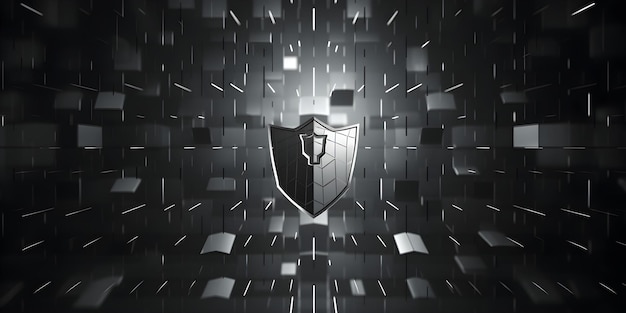 shield symbolizing data security in binary code on a neutral grey background concept data security binary code shield symbol grey background