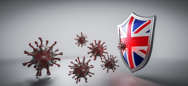 Shield in uk flag protect from coronavirus covid19