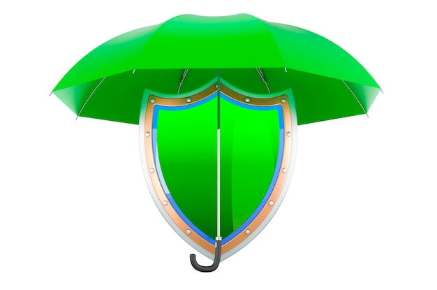 Shield under umbrella 3D rendering