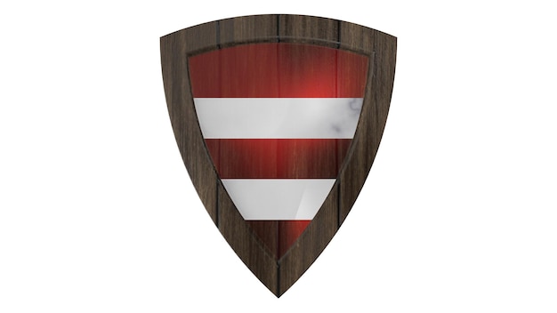 Shield wood medieval 3d illustration render