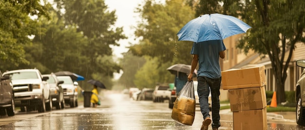 Shielded Moving Day in the Rain A Collective Effort Towards New Beginnings