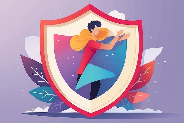 Shielded in SelfLove Flat Vector Illustration