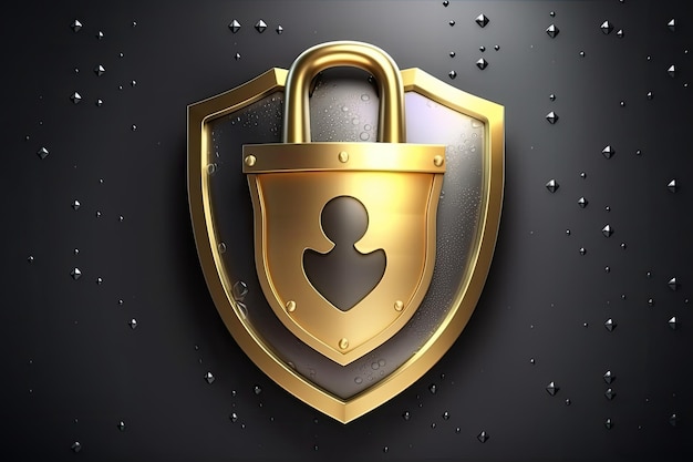 Photo shieldshaped padlock illustration privacy concept generative ai