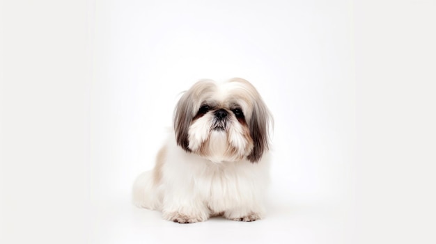 Shih tzu dog sitting on a white background