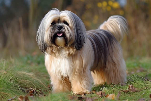 A shih tzu dog with long fur and long fur