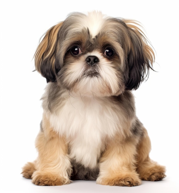 A shih tzu dog with a white background