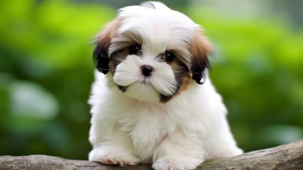 Photo a shih tzu puppy sitting on a wall