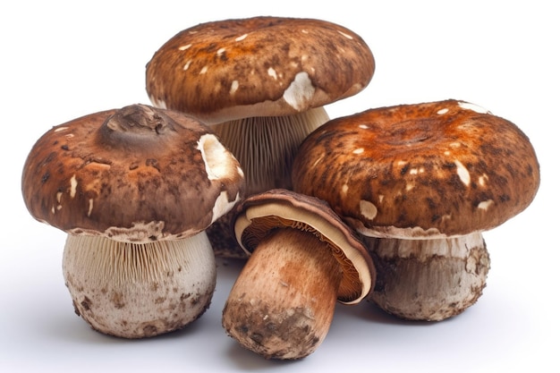 Shiitake Mushroom Lentinula Edodes On White Background Generative AI