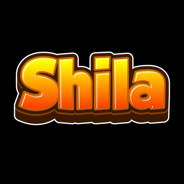 Shila Text 3D Orange Black Background Photo JPG