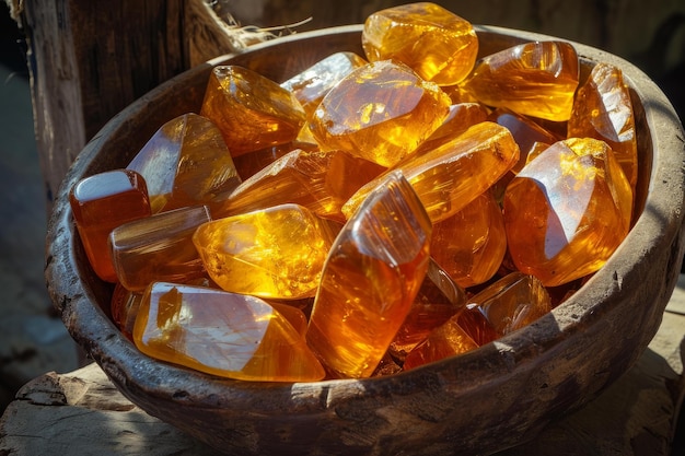 Shimmering Amber stones Generate Ai