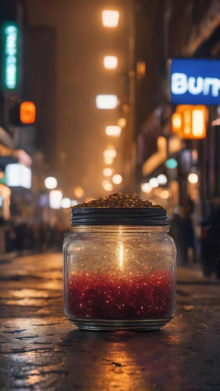 Photo shimmering bokeh on the street