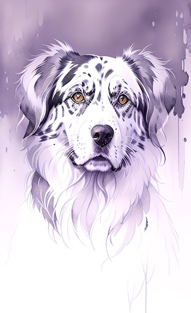 Shimmering A Domestic Canine Pet Dog in Mammal Sketch Drawing with Animal Themes