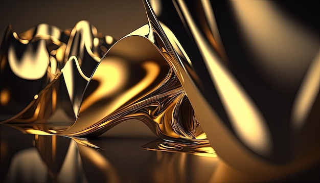 Мерцающая золотая фольга, отражающая свет, излучающий роскошь и богатство