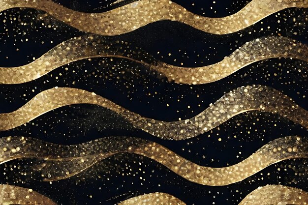 Shimmering Gold Glitter Wave Design on Dark Background