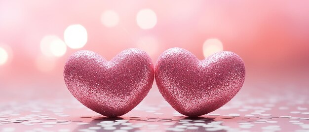 Shimmering hearts on pink glitter valentines delight