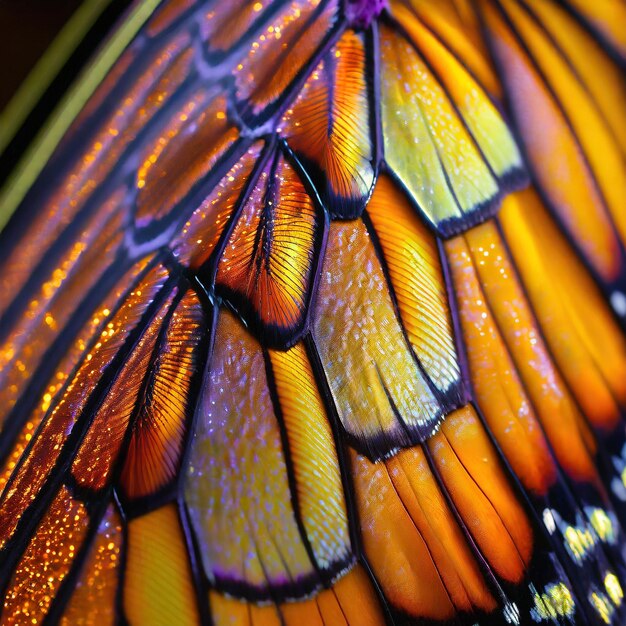 Photo the shimmering and iridescent surface of a butterfly wing with vibrant colors