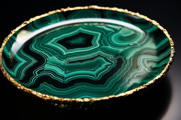 Photo shimmering malachite stones dish bowl generate ai